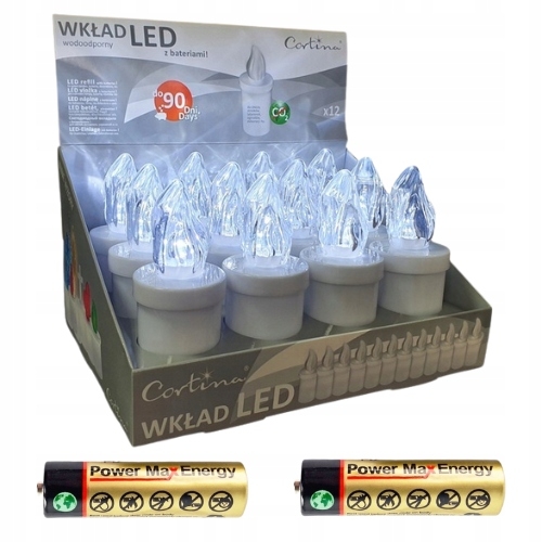LED Vklad do Sviečok na 90 Dní Biely (12 Kusov)